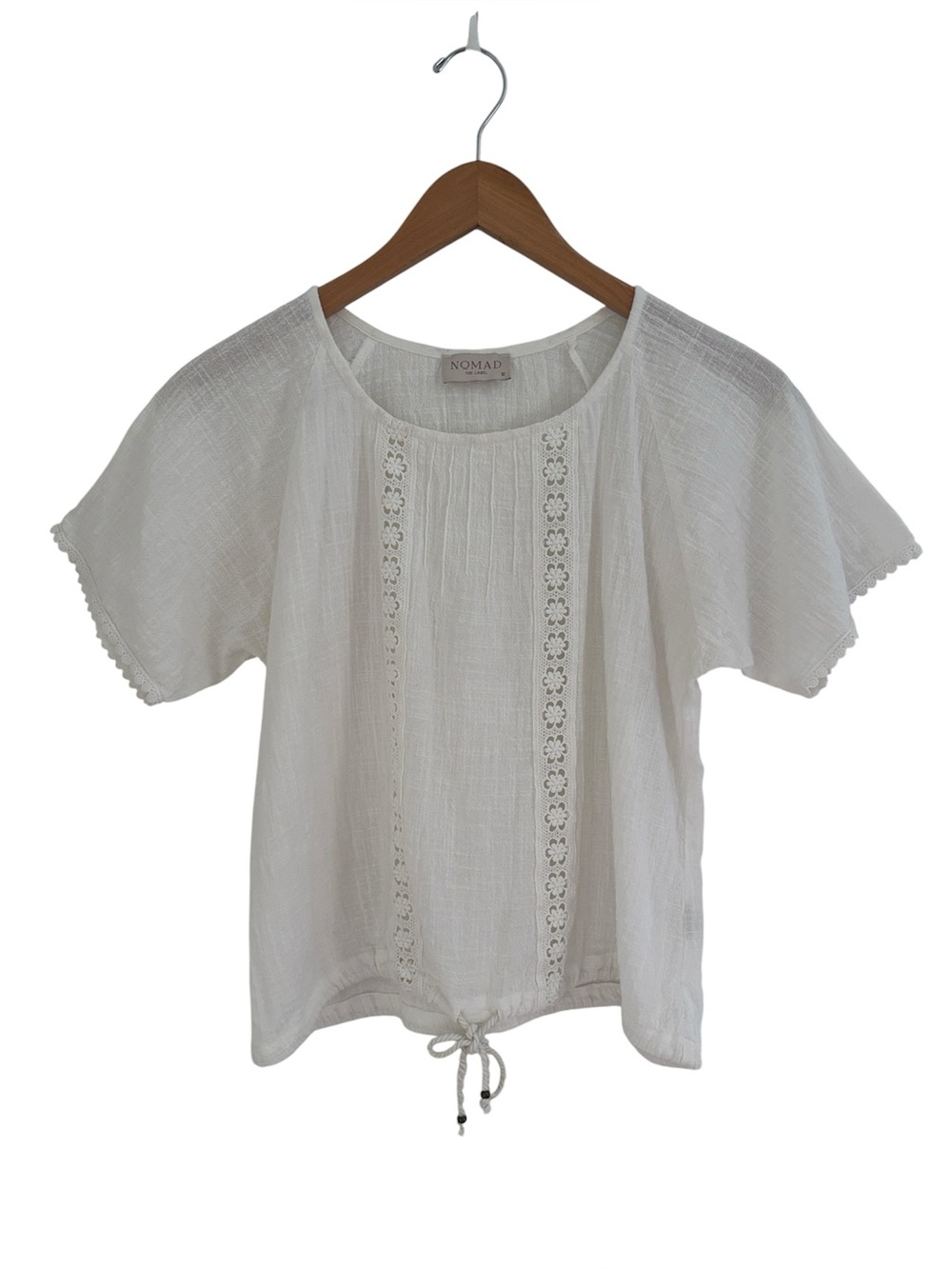 Nomad The Label Daisy Cotton Blouse Ivory Size 10 Lightweight Boho Beach - Picture 3 of 13